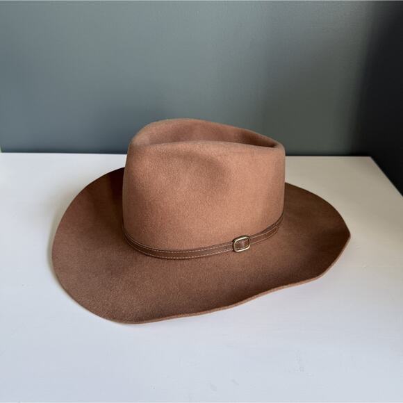 Vtg Bailey Beaver Felt Cowboy Hat Size 6 7/8 55 Chocolate Brown Wool‎ Felt T81
